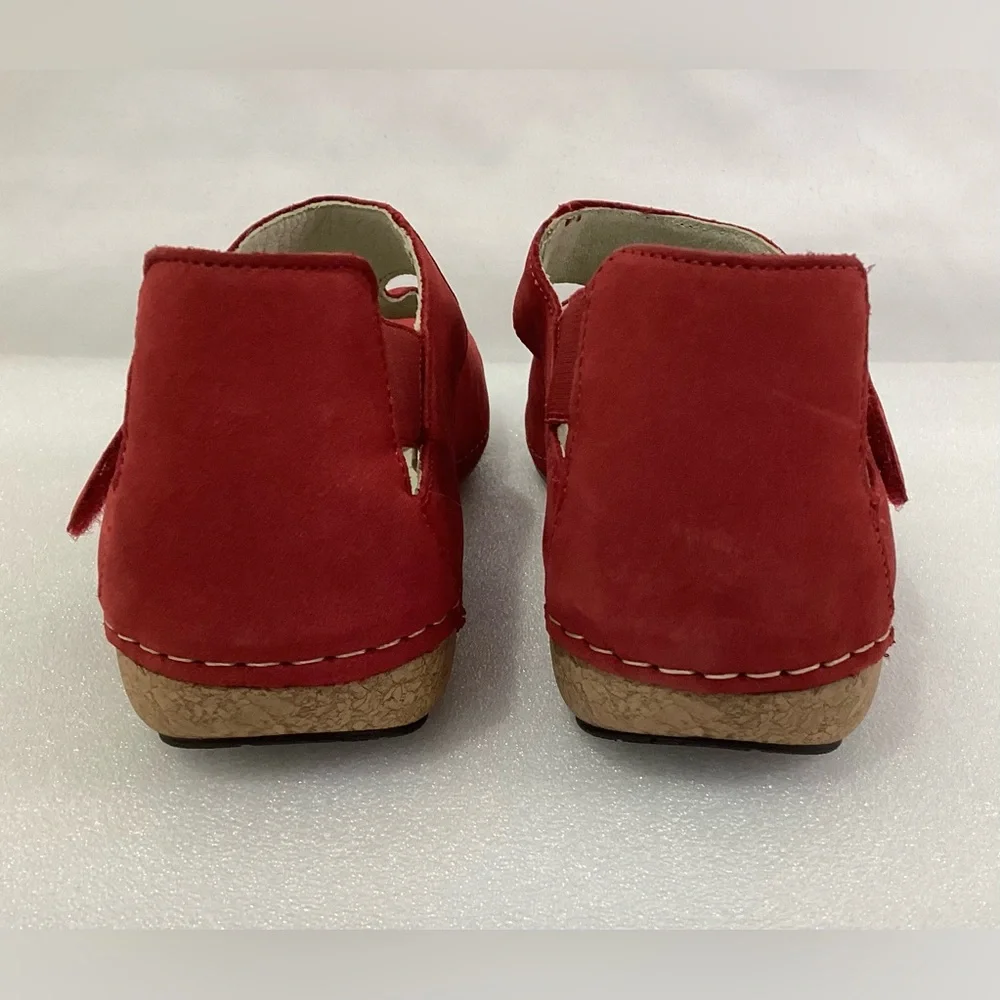 Waldlaufer Woman’s Leather Shoes size 6 1/2 Color Red Comfortable Adjustable